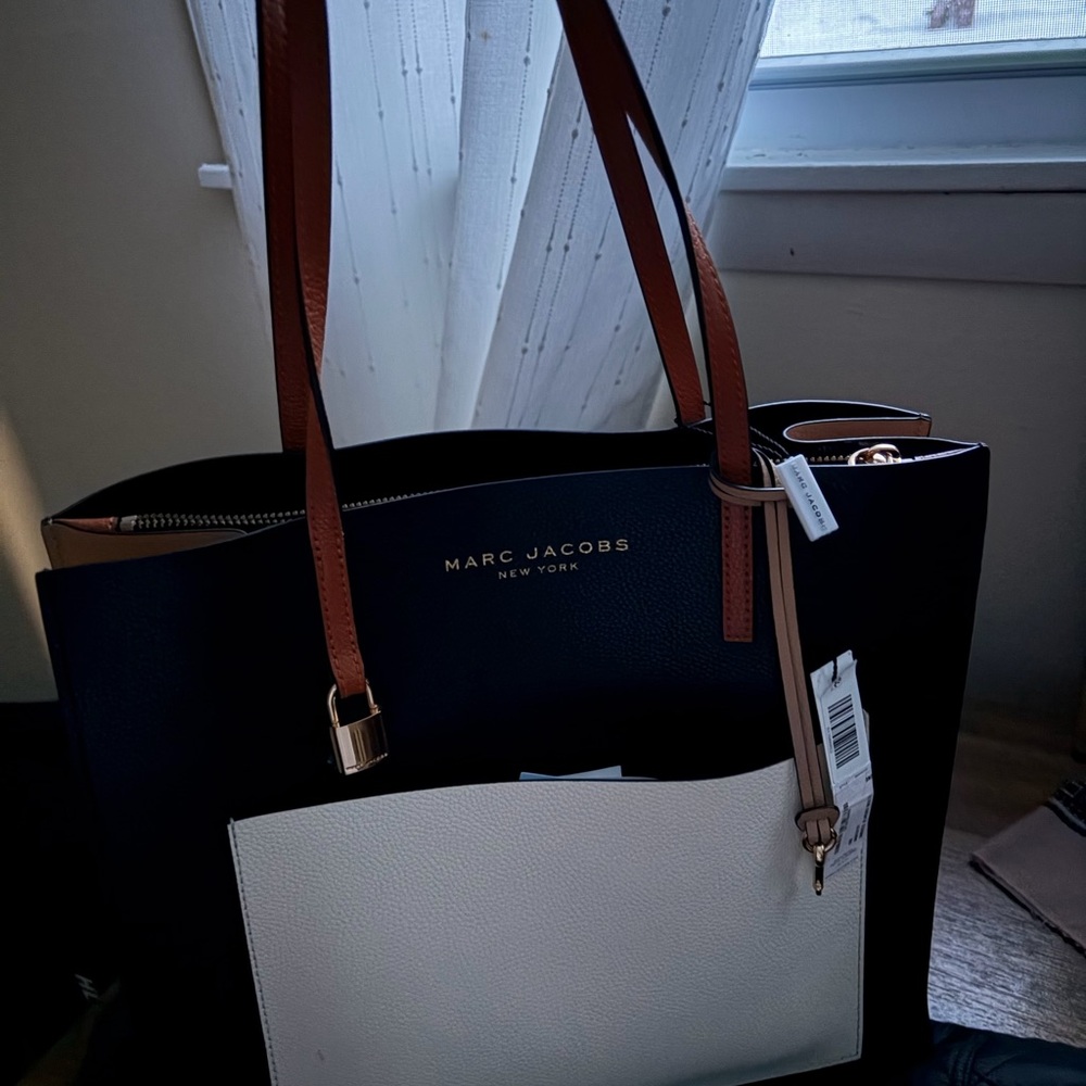 Marc Jacobs Black and Cream Tote Bag